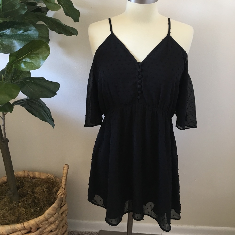 Cold Shoulder Black Blouse